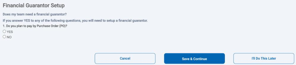 Financial Guarantor Setup